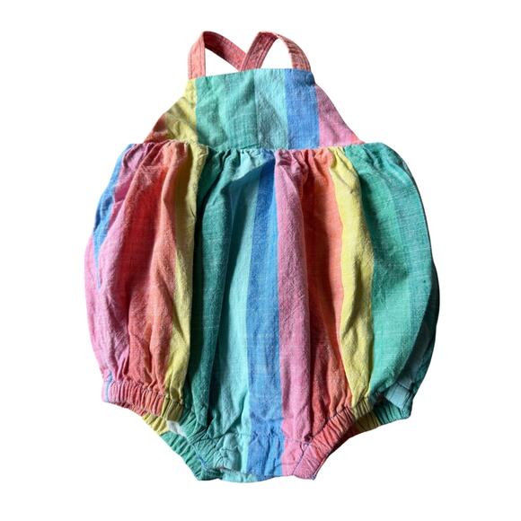 Hanna Andersson Other - Hanna Andersson Rainbow Stripe Bubble Romper 0–3M Organic Cotton